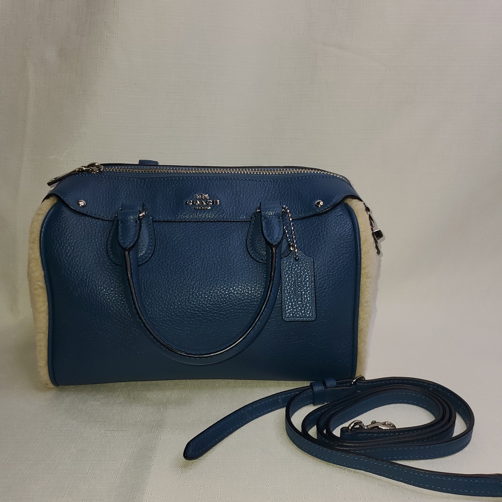 Coach Blue and Cream Leather Satchel